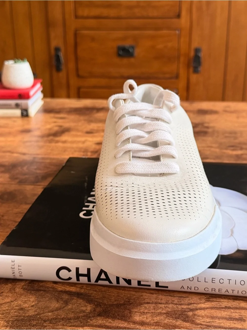 Cole Haan White Perforated Leather Boat Shoe